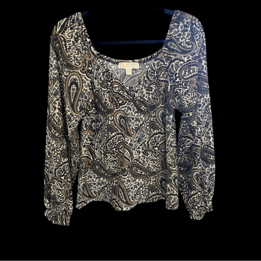 Michael Kors Paisley Print Long Sleeve Top, size Medium
